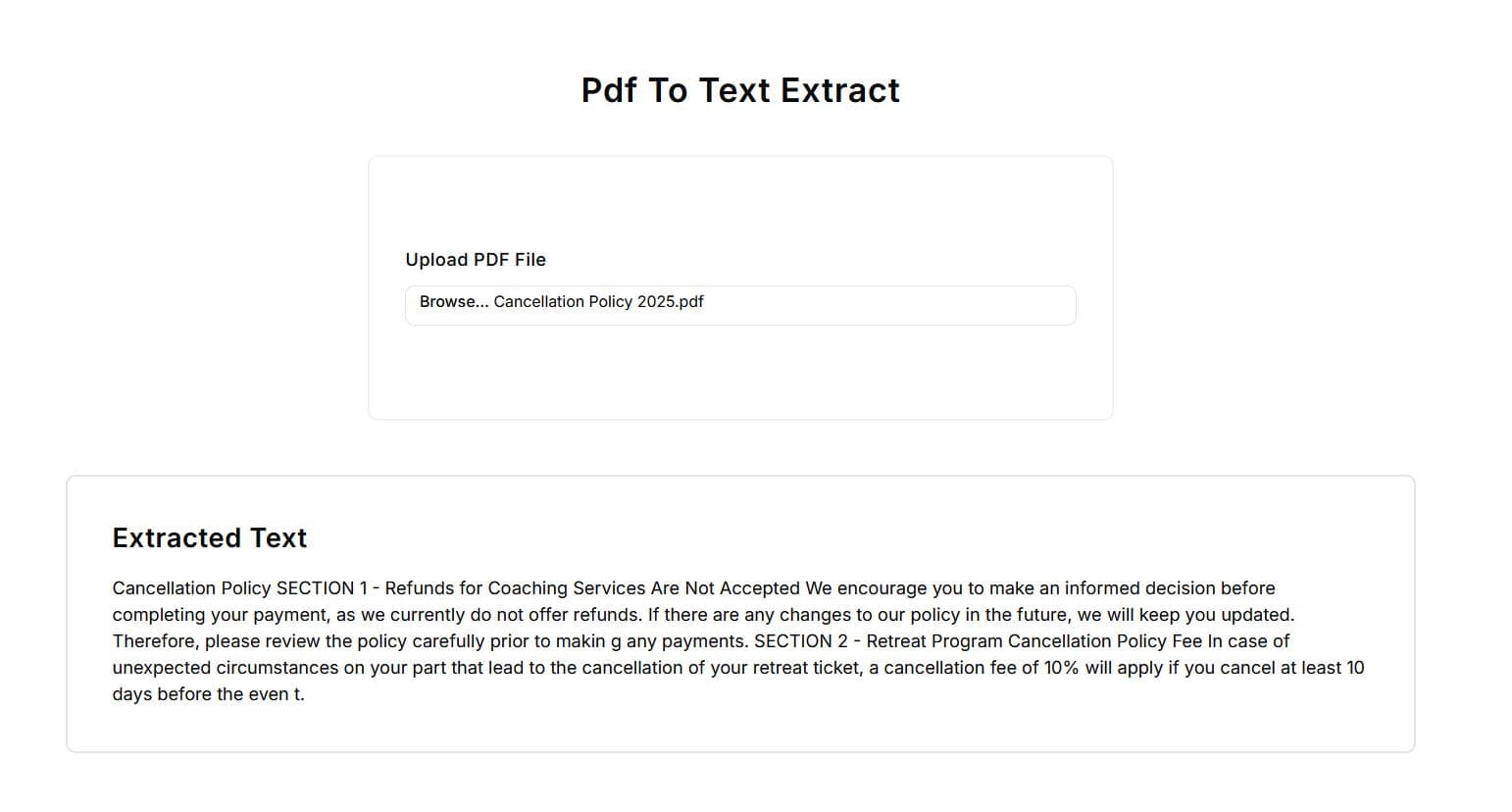 PDF to Text Extract App